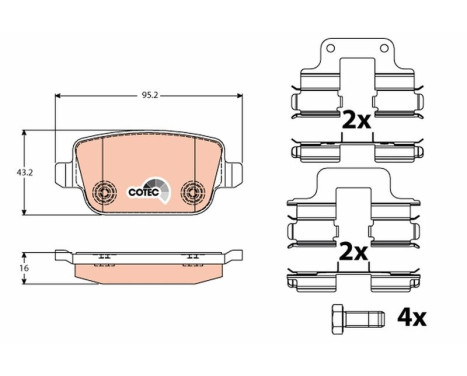 Brake Pad Set, disc brake COTEC GDB1709 TRW, Image 3