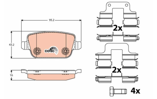 Brake Pad Set, disc brake COTEC GDB1709 TRW, Image 3