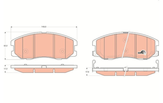 Brake Pad Set, disc brake COTEC GDB1715 TRW, Image 2