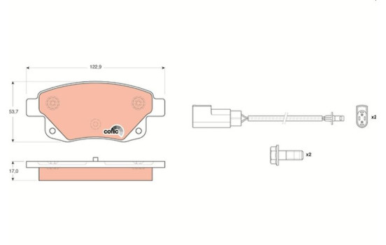 Brake Pad Set, disc brake COTEC GDB1725 TRW, Image 2