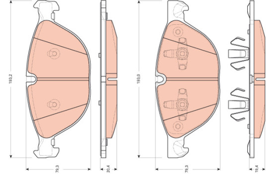 Brake Pad Set, disc brake COTEC GDB1728 TRW