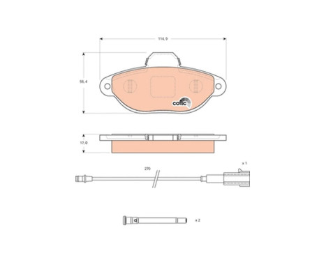 Brake Pad Set, disc brake COTEC GDB1745 TRW, Image 2