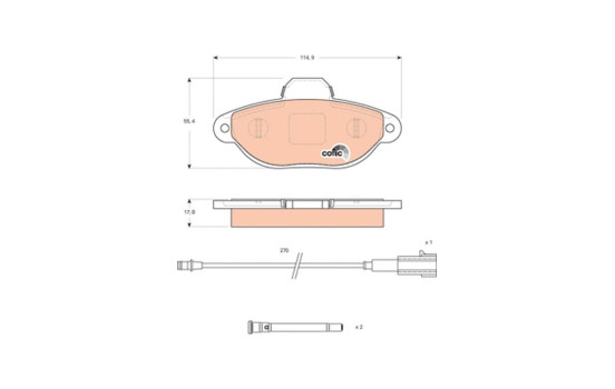 Brake Pad Set, disc brake COTEC GDB1745 TRW, Image 2