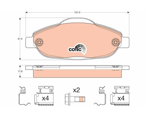 Brake Pad Set, disc brake COTEC GDB1761 TRW, Image 2