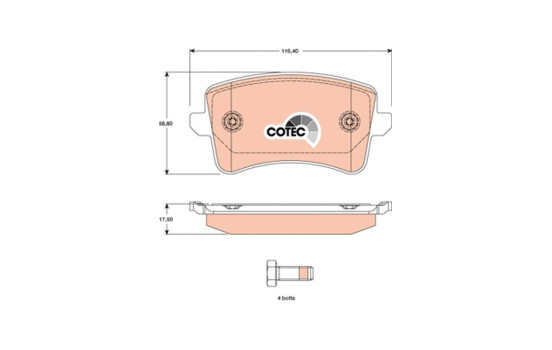 Brake Pad Set, disc brake COTEC GDB1765 TRW, Image 2