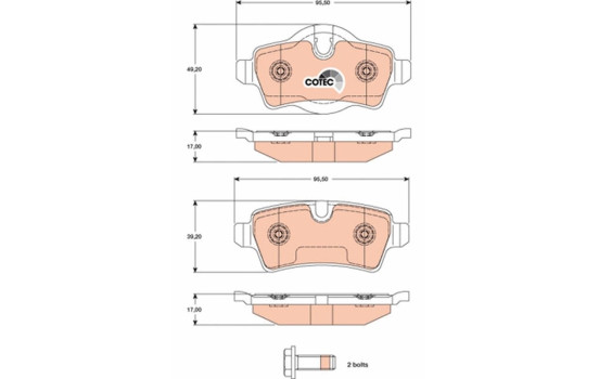 Brake Pad Set, disc brake COTEC GDB1766 TRW, Image 2
