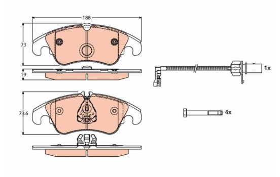 Brake Pad Set, disc brake COTEC GDB1768 TRW, Image 2