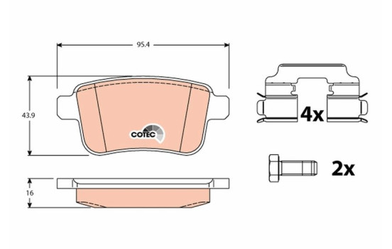Brake Pad Set, disc brake COTEC GDB1786 TRW, Image 2