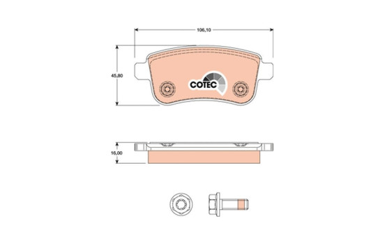 Brake Pad Set, disc brake COTEC GDB1791 TRW, Image 2