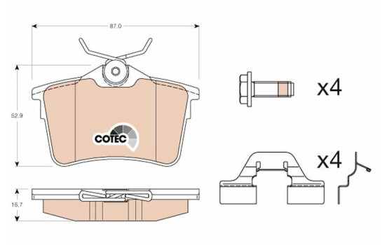 Brake Pad Set, disc brake COTEC GDB1799 TRW, Image 2