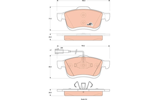 Brake Pad Set, disc brake COTEC GDB1865 TRW, Image 2