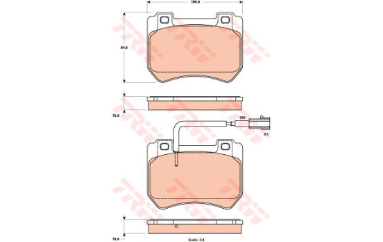 Brake Pad Set, disc brake COTEC GDB1904 TRW