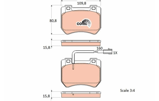 Brake Pad Set, disc brake COTEC GDB1904 TRW, Image 2