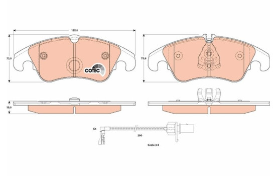 Brake Pad Set, disc brake COTEC GDB1908 TRW, Image 2