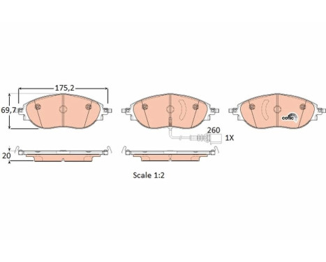 Brake Pad Set, disc brake COTEC GDB1918 TRW