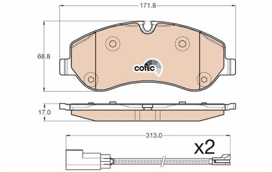 Brake Pad Set, disc brake COTEC GDB1967 TRW, Image 2