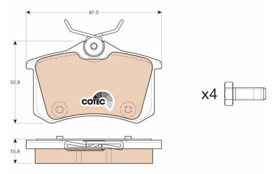 Brake Pad Set, disc brake COTEC GDB1973 TRW, Image 2