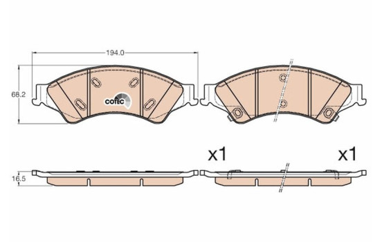 Brake Pad Set, disc brake COTEC GDB2005 TRW, Image 2