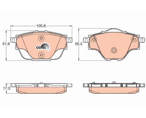 Brake Pad Set, disc brake COTEC GDB2034 TRW, Image 2