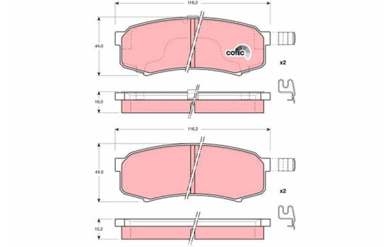Brake Pad Set, disc brake COTEC GDB3110 TRW, Image 2
