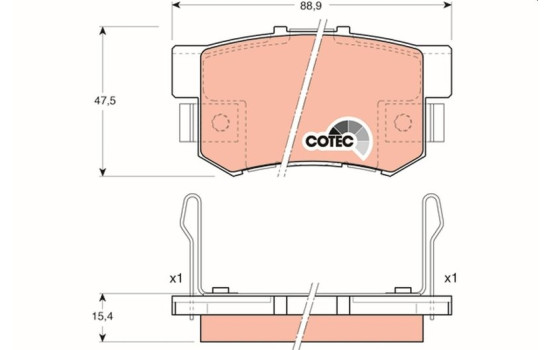 Brake Pad Set, disc brake COTEC GDB3154 TRW, Image 2