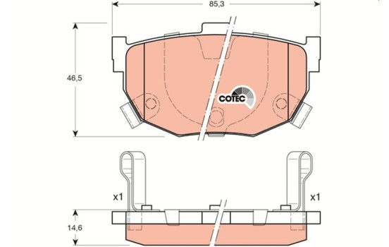 Brake Pad Set, disc brake COTEC GDB3170 TRW, Image 2