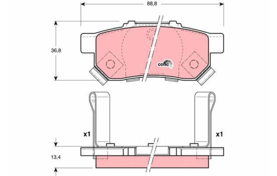 Brake Pad Set, disc brake COTEC GDB3174 TRW, Image 2