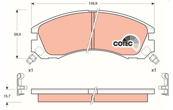 Brake Pad Set, disc brake COTEC GDB3200 TRW, Image 2