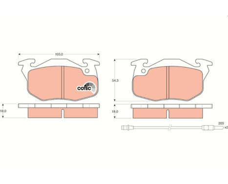 Brake Pad Set, disc brake COTEC GDB327 TRW, Image 2