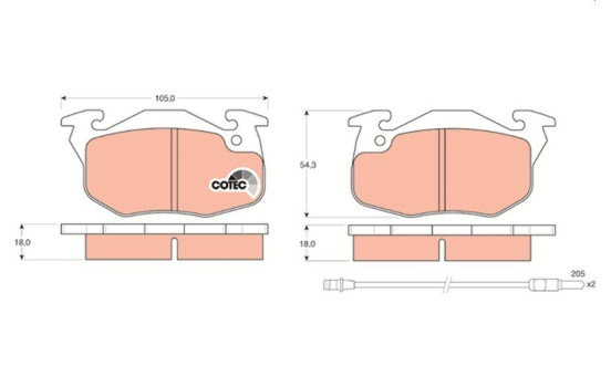 Brake Pad Set, disc brake COTEC GDB327 TRW, Image 2