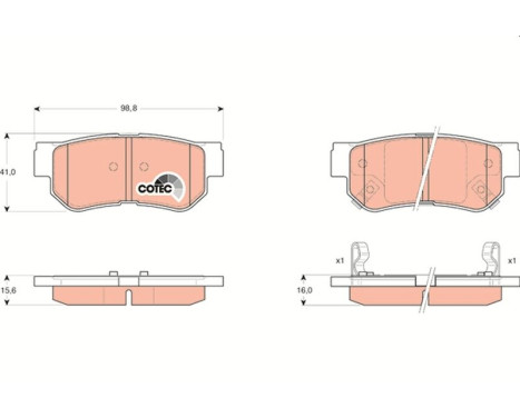 Brake Pad Set, disc brake COTEC GDB3284 TRW, Image 2