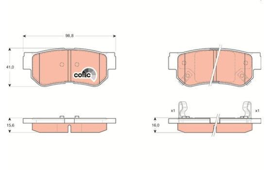 Brake Pad Set, disc brake COTEC GDB3284 TRW, Image 2