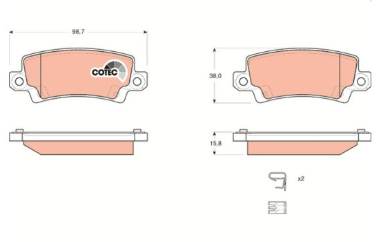 Brake Pad Set, disc brake COTEC GDB3289 TRW, Image 2