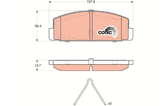 Brake Pad Set, disc brake COTEC GDB3311 TRW, Image 2