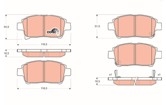 Brake Pad Set, disc brake COTEC GDB3317 TRW, Image 2