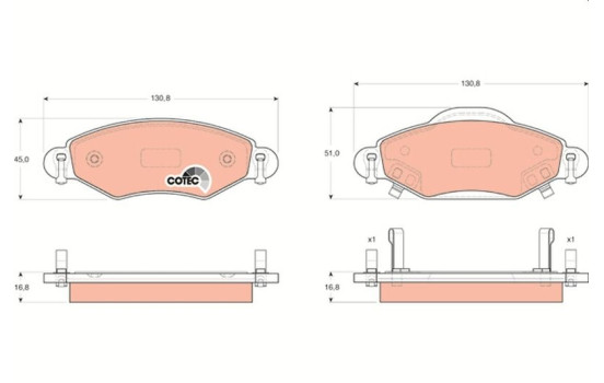 Brake Pad Set, disc brake COTEC GDB3324 TRW, Image 2