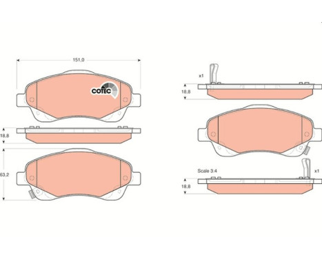 Brake Pad Set, disc brake COTEC GDB3336 TRW, Image 2