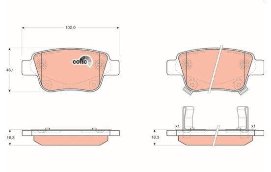 Brake Pad Set, disc brake COTEC GDB3337 TRW, Image 2