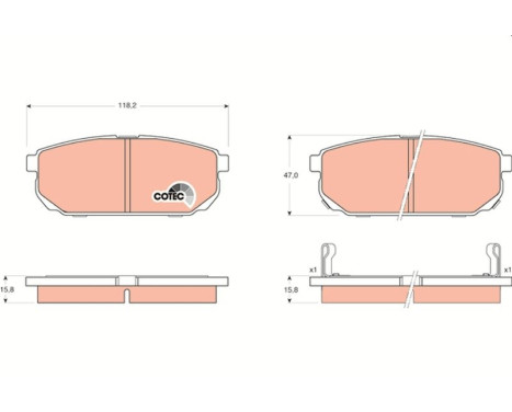Brake Pad Set, disc brake COTEC GDB3344 TRW, Image 2