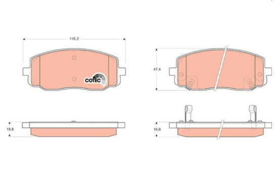 Brake Pad Set, disc brake COTEC GDB3369 TRW, Image 2