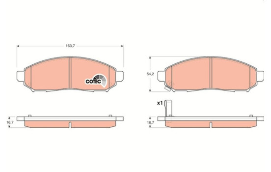 Brake Pad Set, disc brake COTEC GDB3404 TRW, Image 2