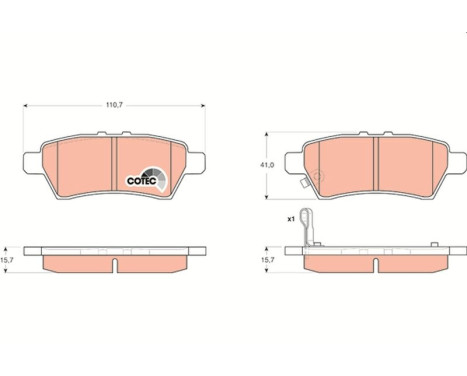 Brake Pad Set, disc brake COTEC GDB3405 TRW, Image 2