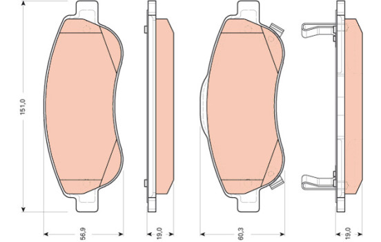 Brake Pad Set, disc brake COTEC GDB3445 TRW