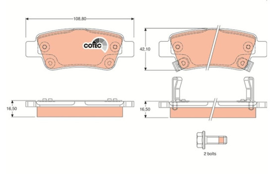 Brake Pad Set, disc brake COTEC GDB3446 TRW, Image 2