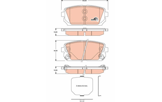 Brake Pad Set, disc brake COTEC GDB3462 TRW, Image 2