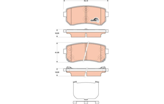 Brake Pad Set, disc brake COTEC GDB3474 TRW, Image 2