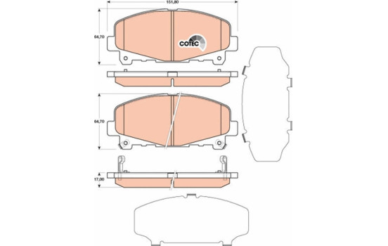 Brake Pad Set, disc brake COTEC GDB3477 TRW, Image 2