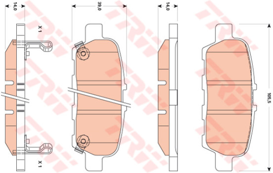 Brake Pad Set, disc brake COTEC GDB3508 TRW