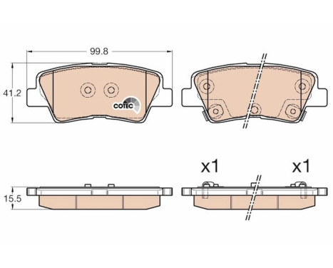 Brake Pad Set, disc brake COTEC GDB3537 TRW, Image 2