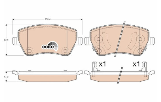Brake Pad Set, disc brake COTEC GDB3546 TRW, Image 2